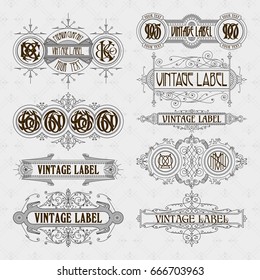 Old vintage floral elements - ribbons, monograms, stripes, lines, angles,border, frame,label, logo - vectors