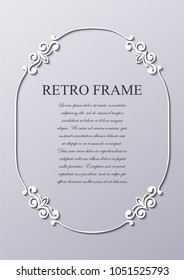 Old vintage frame with decorative ornate vintage border, retro elements. Vector illustration. Beautiful filigree ornamental template for design of frames