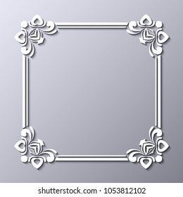 Old vintage frame with decorative ornate vintage border, retro elements. Vector illustration. Beautiful filigree ornamental template for design of frames