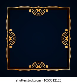 Old vintage frame with decorative ornate vintage border, retro elements. Vector illustration. Beautiful filigree ornamental template for design of frames