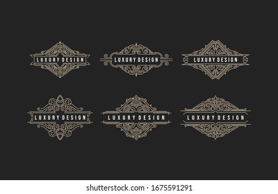 old vintage frame line ornament design template