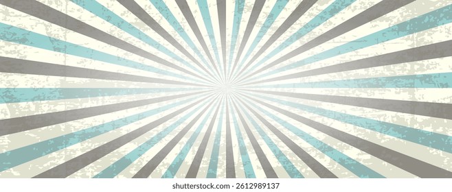 Old vintage grunge shabby retro horizontal poster background with diverging beams. . Vector illustration