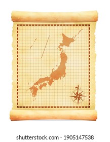 Old Vintage Japan Map Vector Illustration Stock Vector (Royalty Free ...