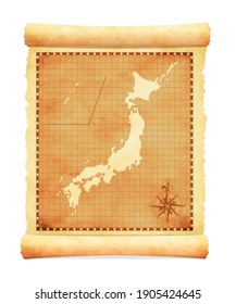 Old vintage Japan map vector illustration
