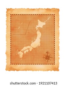 Old Vintage Japan Map Vector Illustration Stock Vector (Royalty Free ...