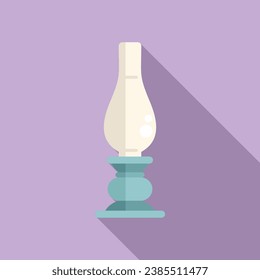 Old vintage kerosene lamp icon flat vector. Camp metal tank. Oil lantern