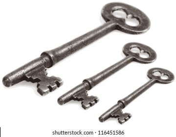 Old Vintage key on white background - vector