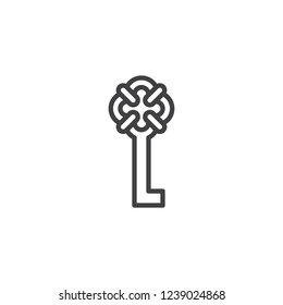 Old vintage key outline icon. linear style sign for mobile concept and web design. Retro Key simple line vector icon. Symbol, logo illustration. Pixel perfect vector graphics