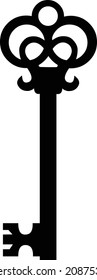 
Icono vectorial de clave vintage antiguo aislado en fondo blanco