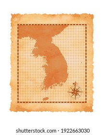 Old vintage Korea ( South Korea ) map vector illustration