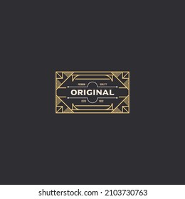 Old Vintage label badge emblem, artdeco vector illustration