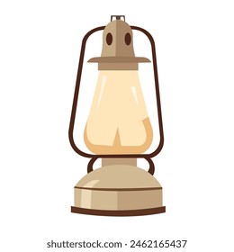 Old vintage lantern vector illustration, ancient kerosene lamp image isolated