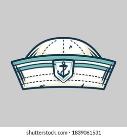 Old vintage marine sailor hat, element for nautical design