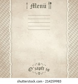 old vintage menu card background with Oktoberfest pattern and text "menu" and "O'zapft is" (in German)