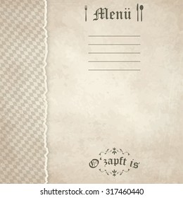 old vintage menu card background with Oktoberfest pattern and text menu and O'zapft is (in german)