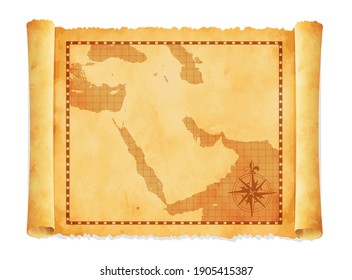 Old Vintage Middle East ( Western Asia ) Map Vector Illustration

