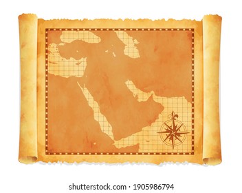 Old vintage middle east ( western asia ) map vector illustration

