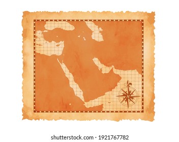 Old Vintage Middle East ( Western Asia ) Map Vector Illustration