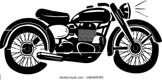 Old vintage motorcycle isolated on white background