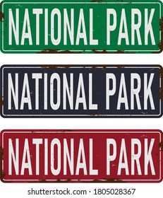 old vintage National Park direction road sign