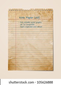 Old Vintage Note Paper, Blank Sheet | EPS10 Vector Graphic | Layers Organized and Named