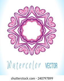 Old vintage ornament. Beautiful ethnic pink ornament.  Hand drawn abstract background.  