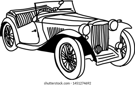 Old Vintage Outline Car Drawing Vector Stock Vector (Royalty Free ...