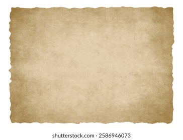 Old vintage paper, parchment, canvas or manuscript. Background texture of torn antique paper. Blank page of worn ancient book