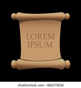 old vintage paper ribbon scroll isolated on black. old paper vector banner icon