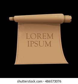 old vintage paper ribbon scroll isolated on black. old paper vector banner icon