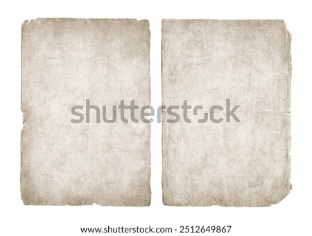 Old vintage paper sheets with ripped edges. Antique shabby paper texture set