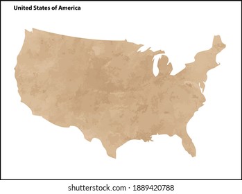 Old vintage paper textured map of United States of America Country - Vector illustration