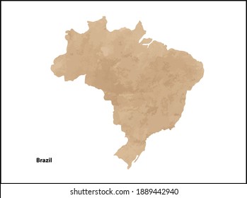 Old vintage paper textured map of Brazil Country - Vector illustration