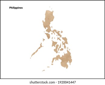 Mapa texturizado de papel vintage antiguo de Filipinas País - Ilustración vectorial