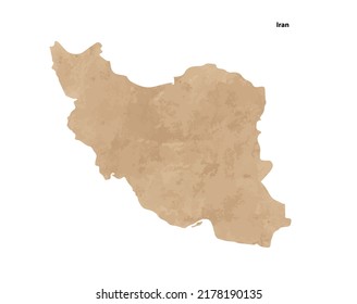 Old vintage paper textured map of Iran Country - Vector illustration