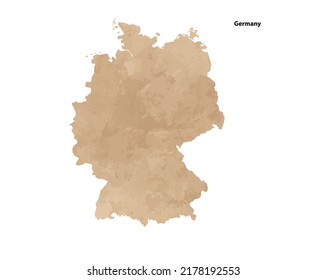 Old vintage paper textured map of Germany Country - Vector illustration