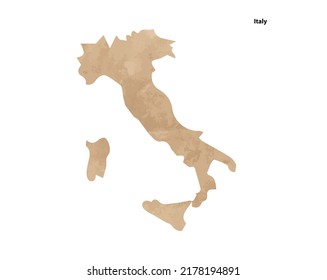 Old vintage paper textured map of Italy Country - Vector illustration