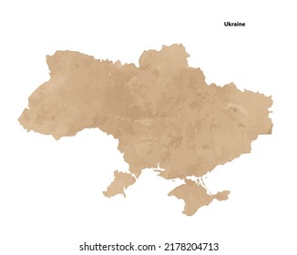 Old vintage paper textured map of Ukraine Country - Vector illustration