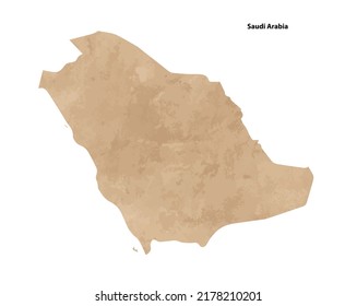 Mapa texturizado de papel vintage antiguo de Arabia Saudita País - Ilustración vectorial