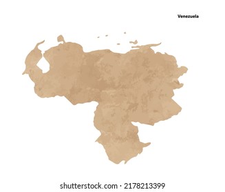 Old vintage paper textured map of Venezuela Country - Vector illustration