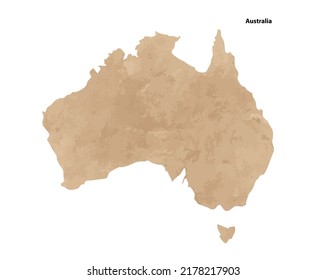 Old vintage paper textured map of Australia Country - Vector illustration