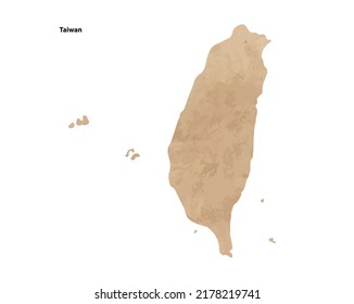 Papel vintage antiguo texturizado mapa de Taiwán País - Ejemplo vectorial