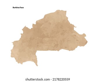 Old vintage paper textured map of Burkina Faso Country - Vector illustration