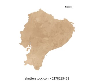 Old vintage paper textured map of Ecuador Country - Vector illustration