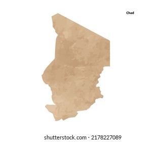 Old vintage paper textured map of Chad Country - Vector illustration