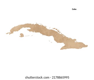 Old vintage paper textured map of Cuba Country - Vector illustration