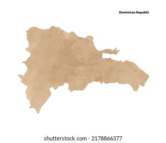Old vintage paper textured map of Dominican Republic Country - Vector illustration