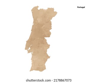 Old vintage paper textured map of Portugal Country - Vector illustration