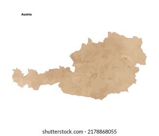 Old vintage paper textured map of Austria Country - Vector illustration