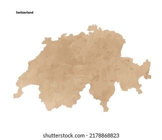 Old vintage paper textured map of Switzerland Country - Vector illustration